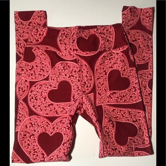 Lularoe LLR Valentine Leggings hearts OS - Picture 1 of 4